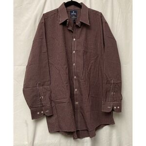 Stafford Men's Red Check Travel Performance Long Sleeve Button Up - SZ 18 34/35